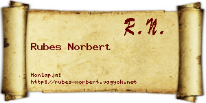 Rubes Norbert névjegykártya